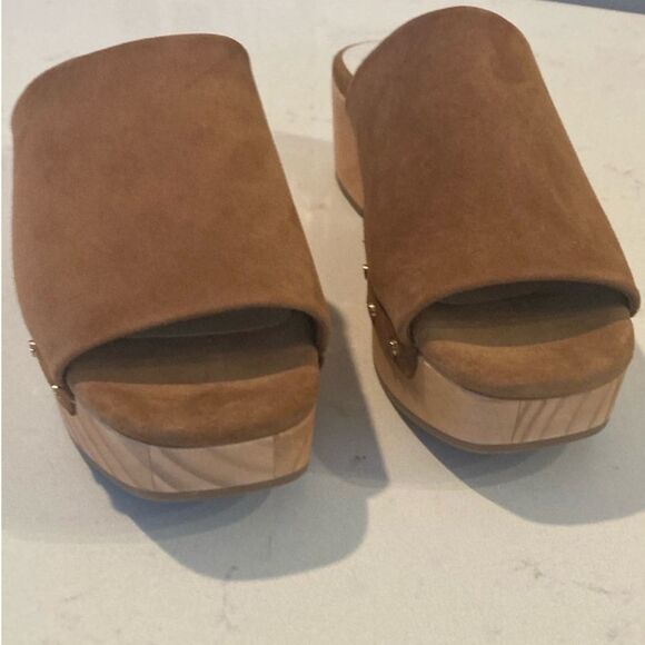 Anthropologie Dolce Vita Dorado Mule Brown Suede Wooden Clog Sandals Size 7.5 - Picture 5 of 7